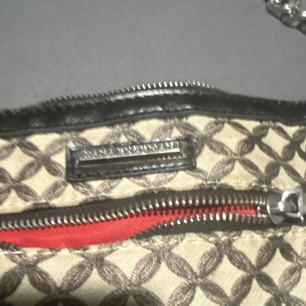 Dana Buchman Geometric Shoulder Bag, Zip Top, Red Lined Inner Pockets
